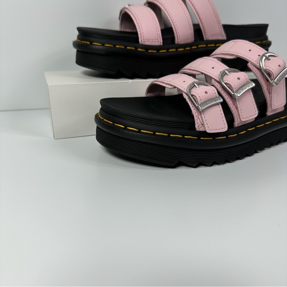 DOC BLAIRE LEATHER SLIDES SANDALS WOMENS SIZE 7 HORSESHOE BUCKLES 3 STRAP NEW - Picture 5 of 10
